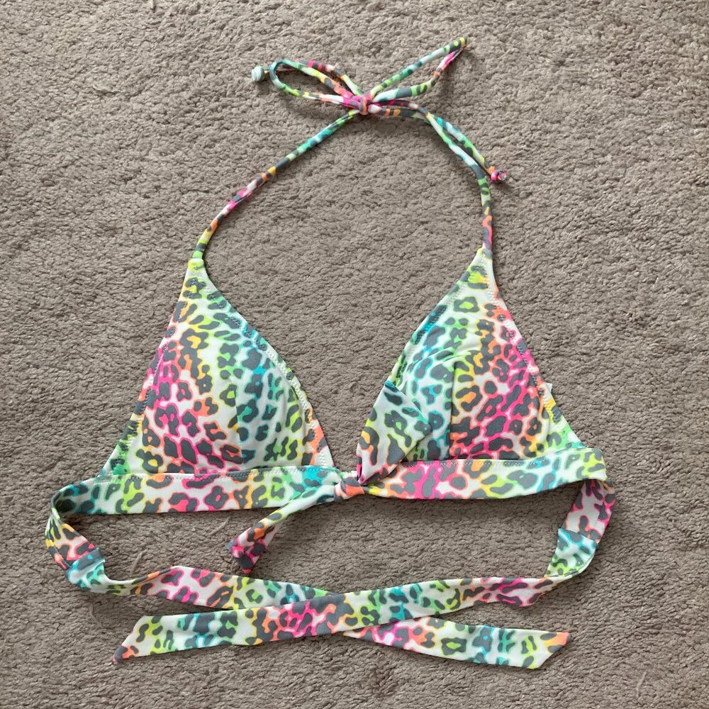 Victoria's Secret neon rainbow leopard print push-up bikini top size XS